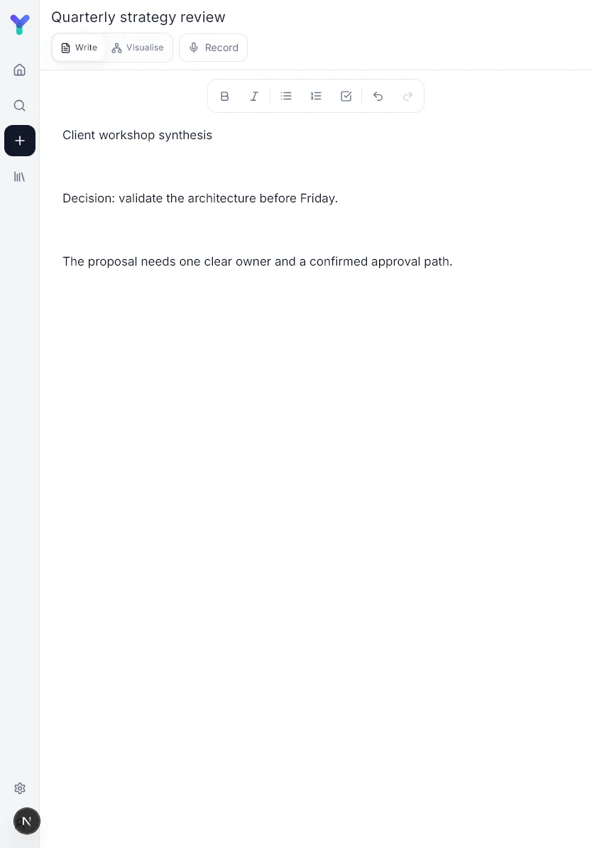 Yerki writing workspace in an iPad portrait layout
